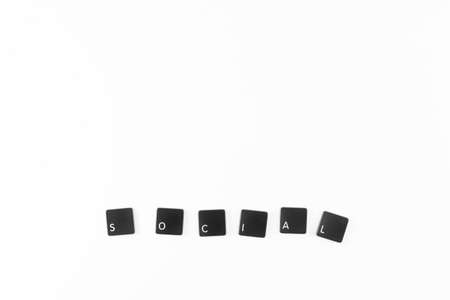 social word written with black computer keyboard keys の写真素材