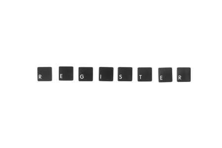 Register word written with black computer keyboard keysの写真素材