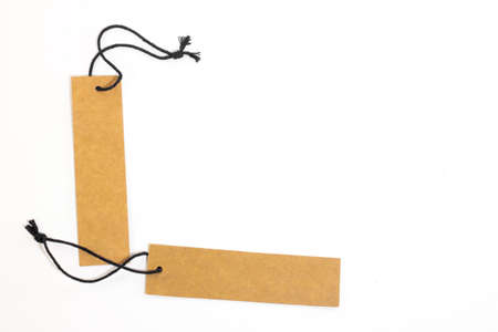 Brown blank paper price tag isolate on white backgroundの写真素材