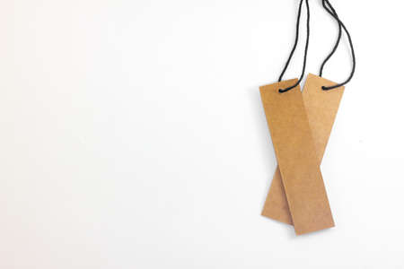 Brown blank paper price tag isolate on white backgroundの写真素材
