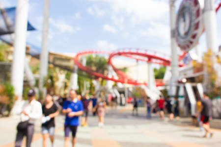 Abstract blur outdoor fun park with people for background - Holiday conceptの写真素材