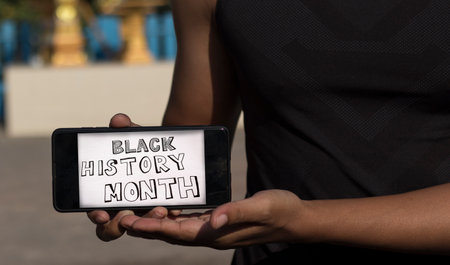 Black history month celebrates print on smartphone.