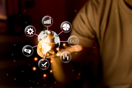 Trade with your to earn bitcoins and money Analyze the marketing from business stats charts and graphs.の写真素材