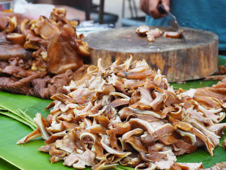 Pig's ear stewed in spice powderの写真素材