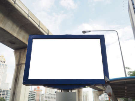 Billboard blank on road with city view background for advertisingの写真素材