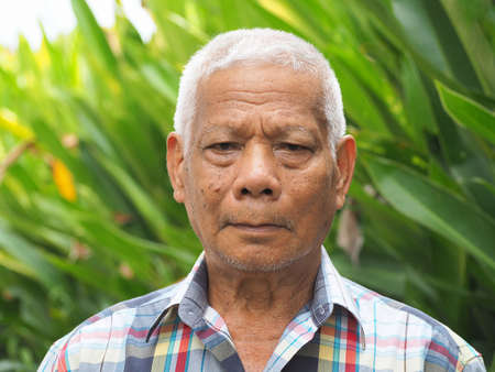 Portrait of elderly man in the garden