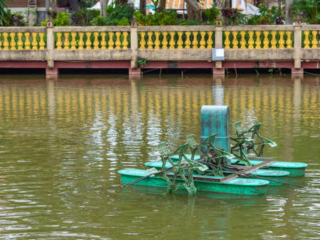 Water Turbine Oxygen Filler in pond.の写真素材