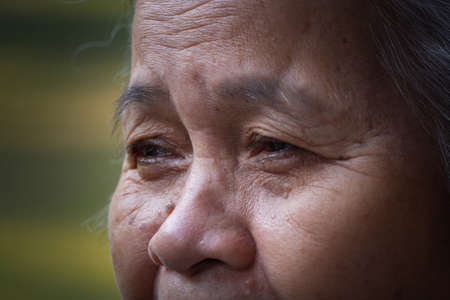 Close-up face of a senior woman.の写真素材