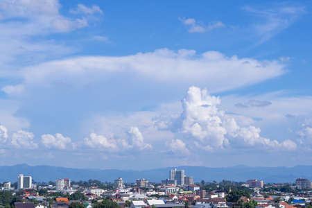 CHIANG MAI, THAILAND - October 11, â2019 : Landscape city view of Chiang Mai, Thailand. Beautiful blue sky and white cloudyのeditorial素材