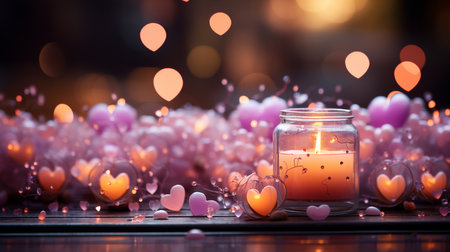 Valentine's Day background filled with hearts. The hearts are arranged in a variety of patterns. AI Generatedの素材