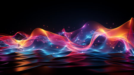 Dynamic and abstract pattern of energy light lines flowing in a variety of colors. AI Generated.の素材