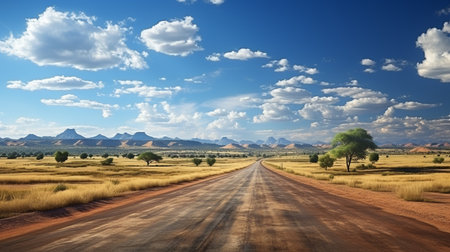 Empty road and natural landscape. AI Generated.の素材