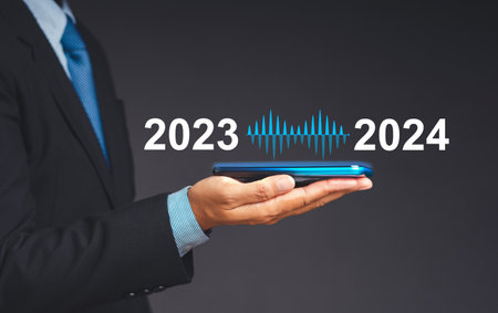 Business planning to 2024. The virtual download bar with loading progress bar for New Year's Eve and...
