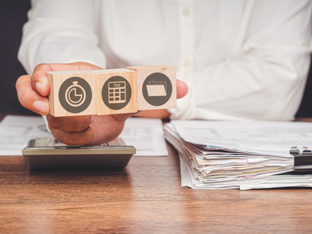 Season to pay tax and budget planning concept. Tax-filling form online. Individual income tax returnの写真素材