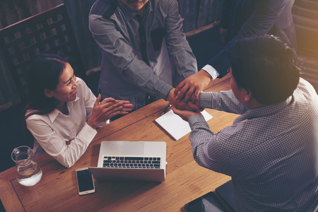 Business Team Stack Hands Support Concept