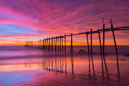 Pilai bridge, the old bridge at Phangnga, Thailandの写真素材