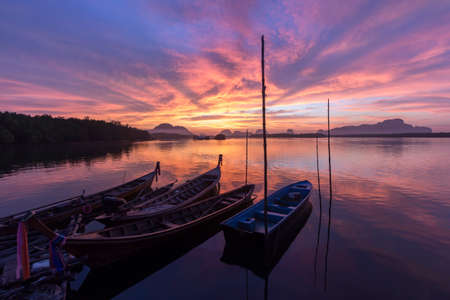 Sunrise At the fishing villageの写真素材