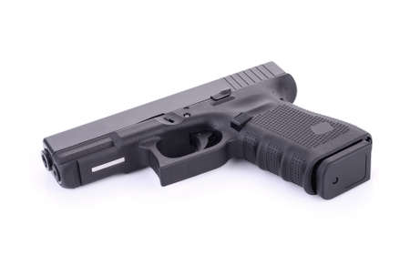 Automatic  pistol isolated on whiteの写真素材