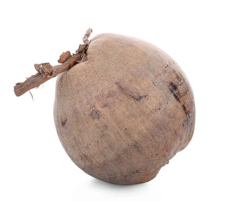 Dry coconut isolated on whiteの写真素材
