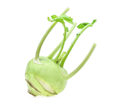 fresh kohlrabi isolated on white backgroundの写真素材