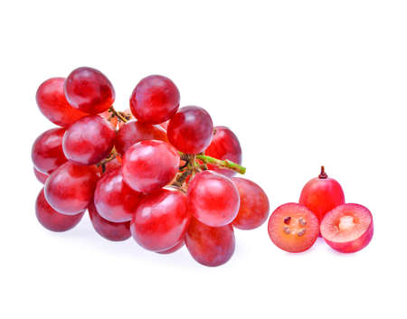 red grapes isolated on white background.の写真素材