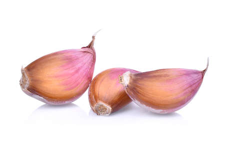 Garlic isolated on white backgroundの写真素材