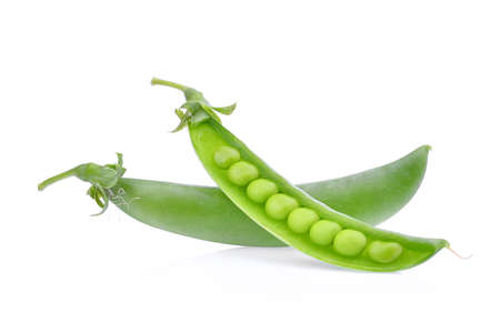 sugar peas isolated on white backgroundの写真素材