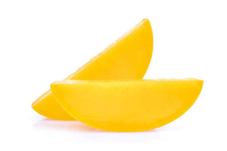 slice of fresh mango isolated on white backgroundの写真素材