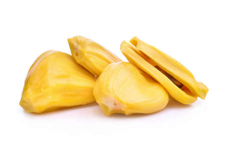 ripe jackfruit isolated on white backgroundの写真素材