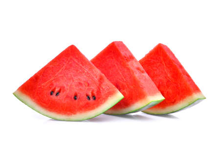 sliced fresh watermelon isolated on white backgroundの写真素材