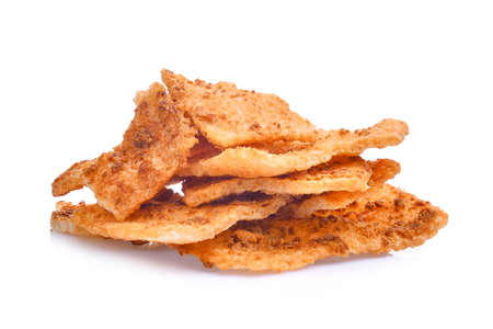 rice cracker with pork floss isolated on white backgroundの写真素材