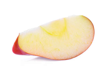 slice of fresh red apple isolated on white backgroundの写真素材