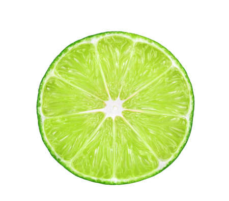 half of fresh lime isolated on white background