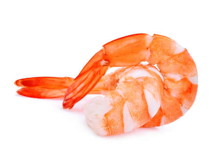 two shrimps isolated on white backgroundの写真素材