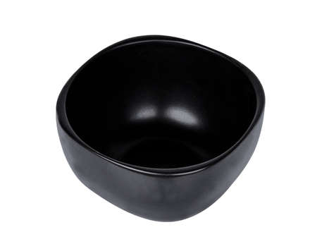empty black bowl isolated on white backgroundの写真素材