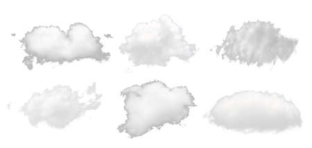 set of white cloud isolated on white backgroundの写真素材