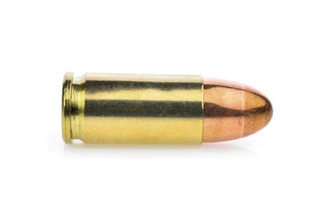 single cartridge 9 mm. pistols ammo, full metal jacketの写真素材