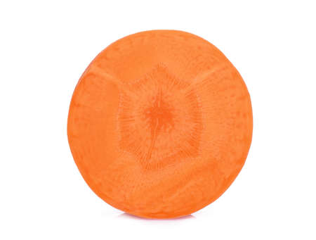 sinlge sliced sweet carrot isolated on the white backgroundの写真素材
