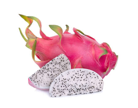 dragonfruit or pitahaya isolated on white background, tropical fruitの写真素材