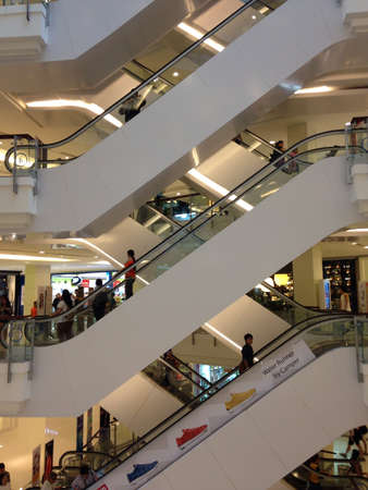 Escalators in shopping centerの素材