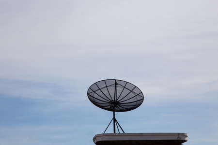 Satellite dish black stand on positionの写真素材