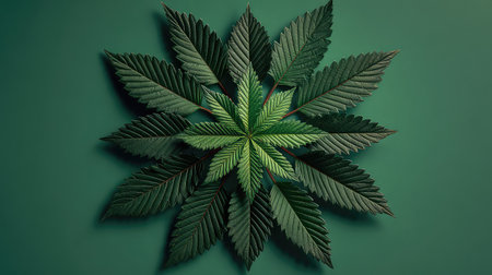 Discover a visually striking arrangement of lush green leaves showcasing varying shades and intricate patterns on a dark background, perfect for nature-inspired art.の素材