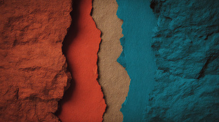 Explore a stunning display of colorful textured surfaces, showcasing rich earth tones and vibrant shades. Ideal for creative backgrounds and artistic projects.の素材