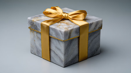 This exquisite marble gift box features a luxurious golden ribbon, ideal for presenting gifts during celebrations and special events. Perfect for all occasions.の素材