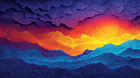 This stunning abstract artwork features vibrant layers of color in beautiful sunset hues, creating a serene and captivating landscape. Perfect for modern decor.の素材