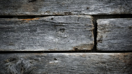 This image showcases a close-up of rustic wooden planks with rich gray tones and unique natural patterns, perfect for backgrounds or design projects.の素材