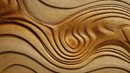 This abstract image features intricate wood grain texture with smooth, wavy patterns that evoke a sense of warmth and natural beauty. Ideal for creative projects.の素材