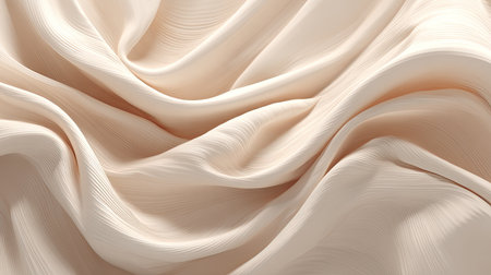 This image showcases a soft creamy fabric texture featuring gentle waves and elegant drapery, perfect for fashion, interior designs, or creative projects.の素材