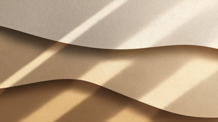 This image features a soft textured background with gentle waves and light shadows in warm neutral tones, creating a serene and elegant atmosphere.の素材