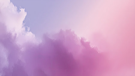 A beautiful display of soft, dreamy clouds in lavender and pink shades blends seamlessly into a gentle sky background, creating a peaceful ambiance.の素材